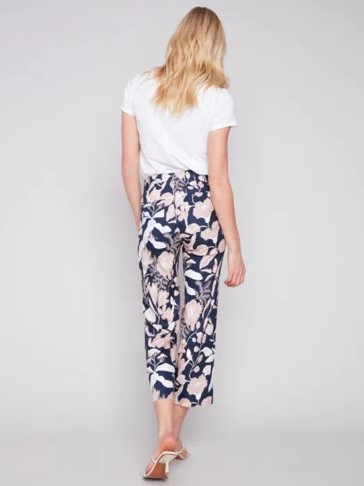 PRINTED CROPPED LINEN PANT