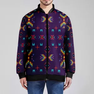 Rainy Chief Rainbow Dark Purple Zippered Collared Lightweight Jacket