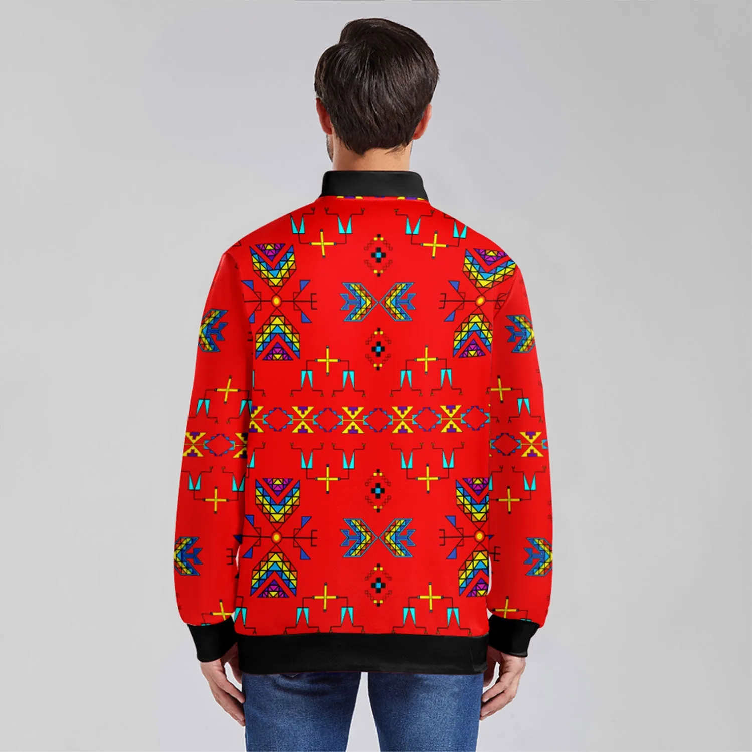 Rainy Chief Rainbow Red Zippered Collared Lightweight Jacket