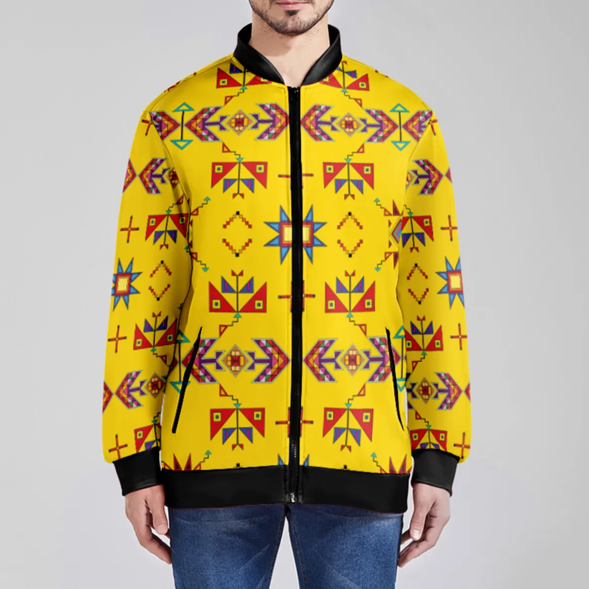 Scattered Generations Maize Zippered Collared Lightweight Jacket