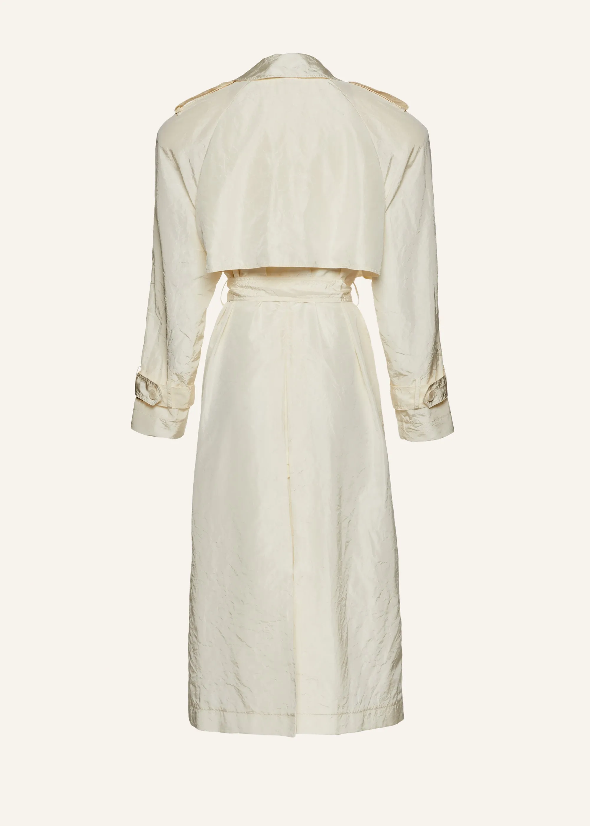 Silk taffeta trench coat in cream