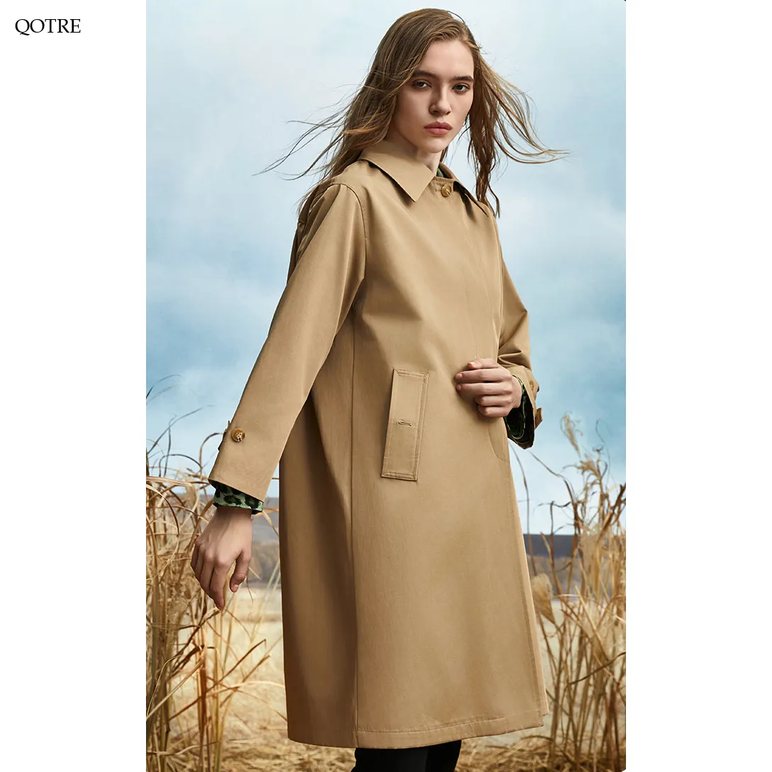 Single Breasted Calf-Length Trench Coat