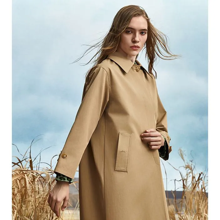 Single Breasted Calf-Length Trench Coat