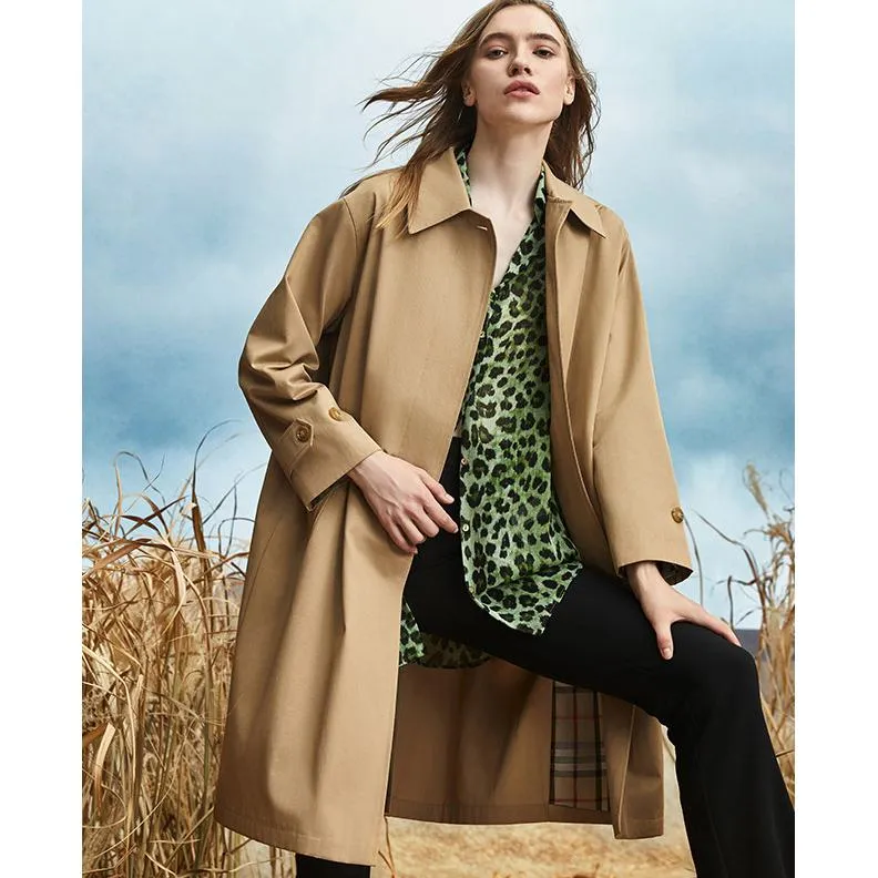 Single Breasted Calf-Length Trench Coat