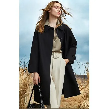 Single Breasted Calf-Length Trench Coat