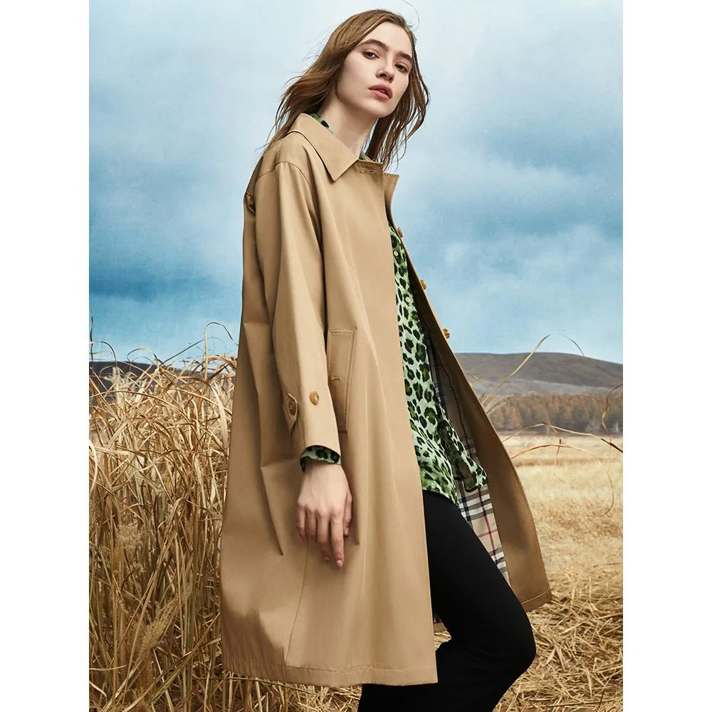 Single Breasted Calf-Length Trench Coat