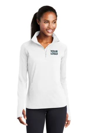 Sport-Tek Ladies Sport-Wick Stretch Customized 1/2-Zip Pullovers, White