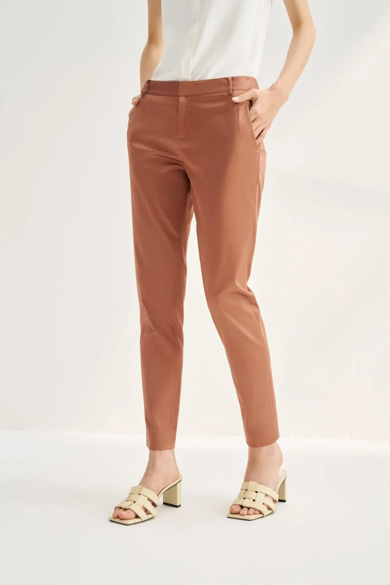 Stretchable Satin Ankle Skinny Pants