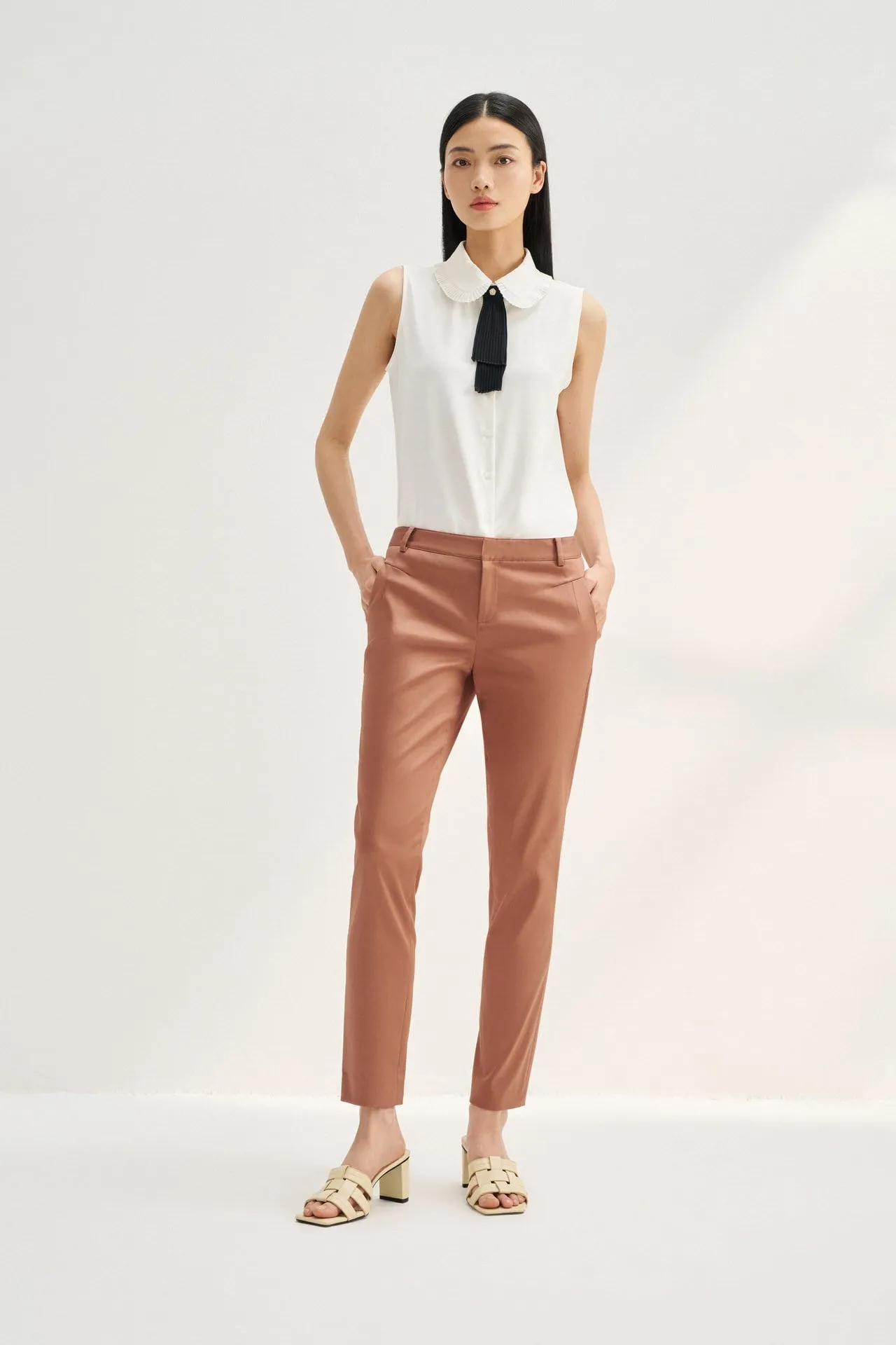 Stretchable Satin Ankle Skinny Pants