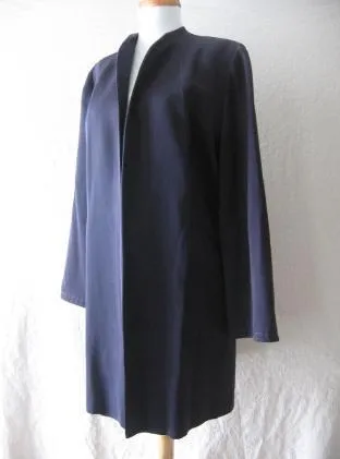 Women's 40s Vintage Swing Coat Jacket  Clutch Navy Blue Red Lining Medium VFG Mary-Lane