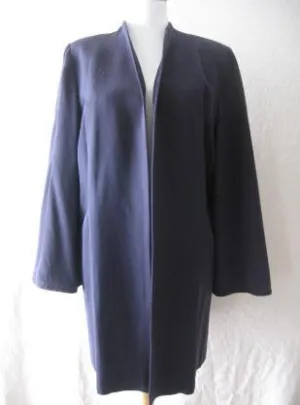 Women's 40s Vintage Swing Coat Jacket  Clutch Navy Blue Red Lining Medium VFG Mary-Lane