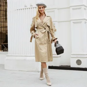 Women's Autumn V-Neck Long Trench