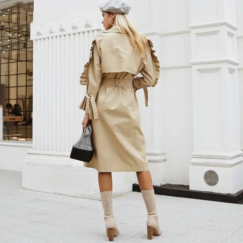 Women's Autumn V-Neck Long Trench