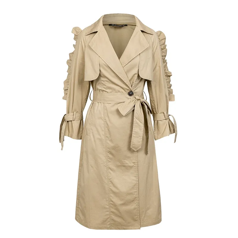 Women's Autumn V-Neck Long Trench