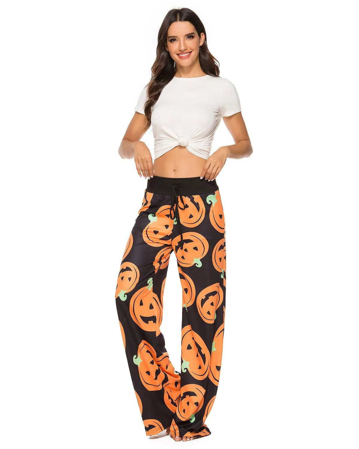 Women's Halloween Pumpkin Loose Casual Pants