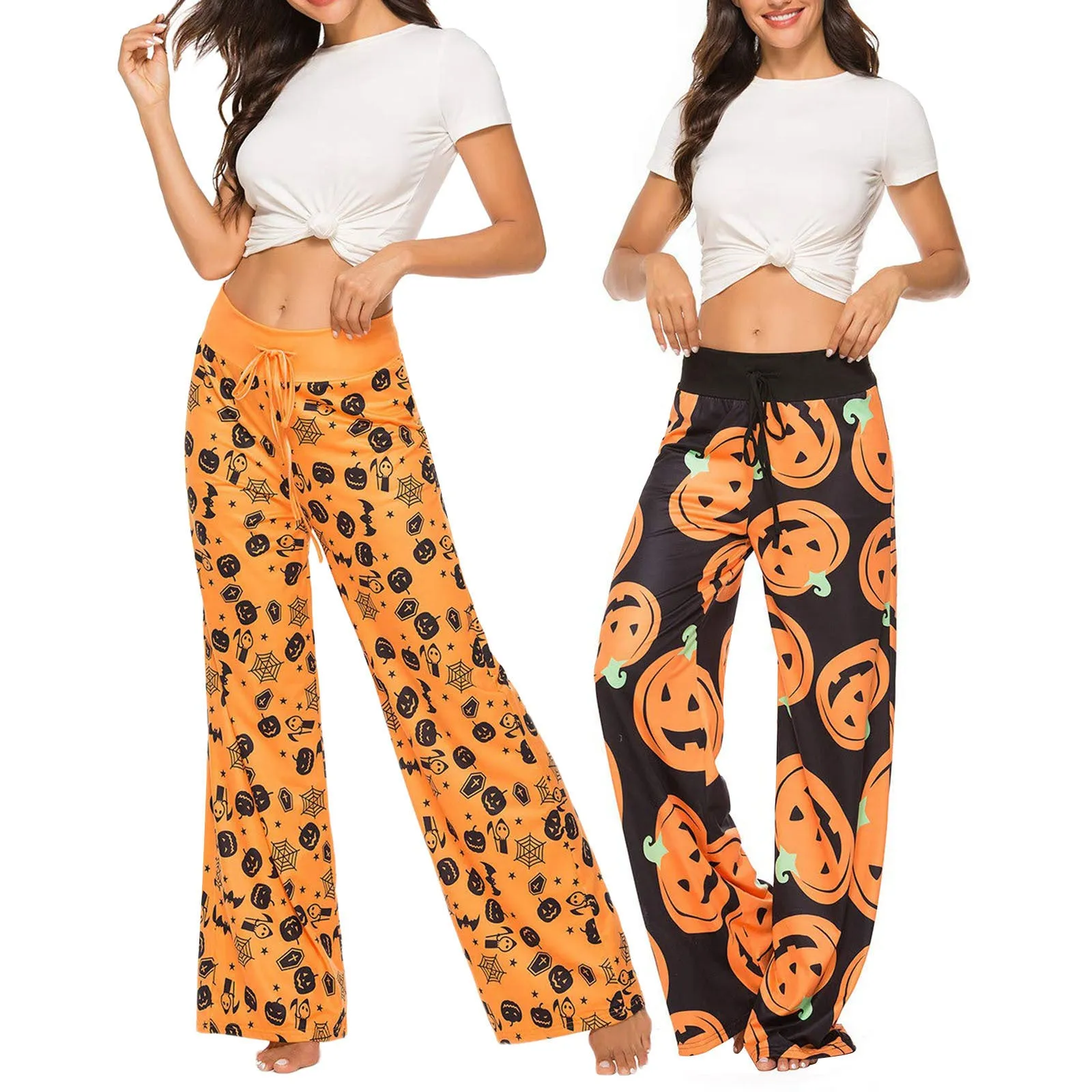 Women's Halloween Pumpkin Loose Casual Pants