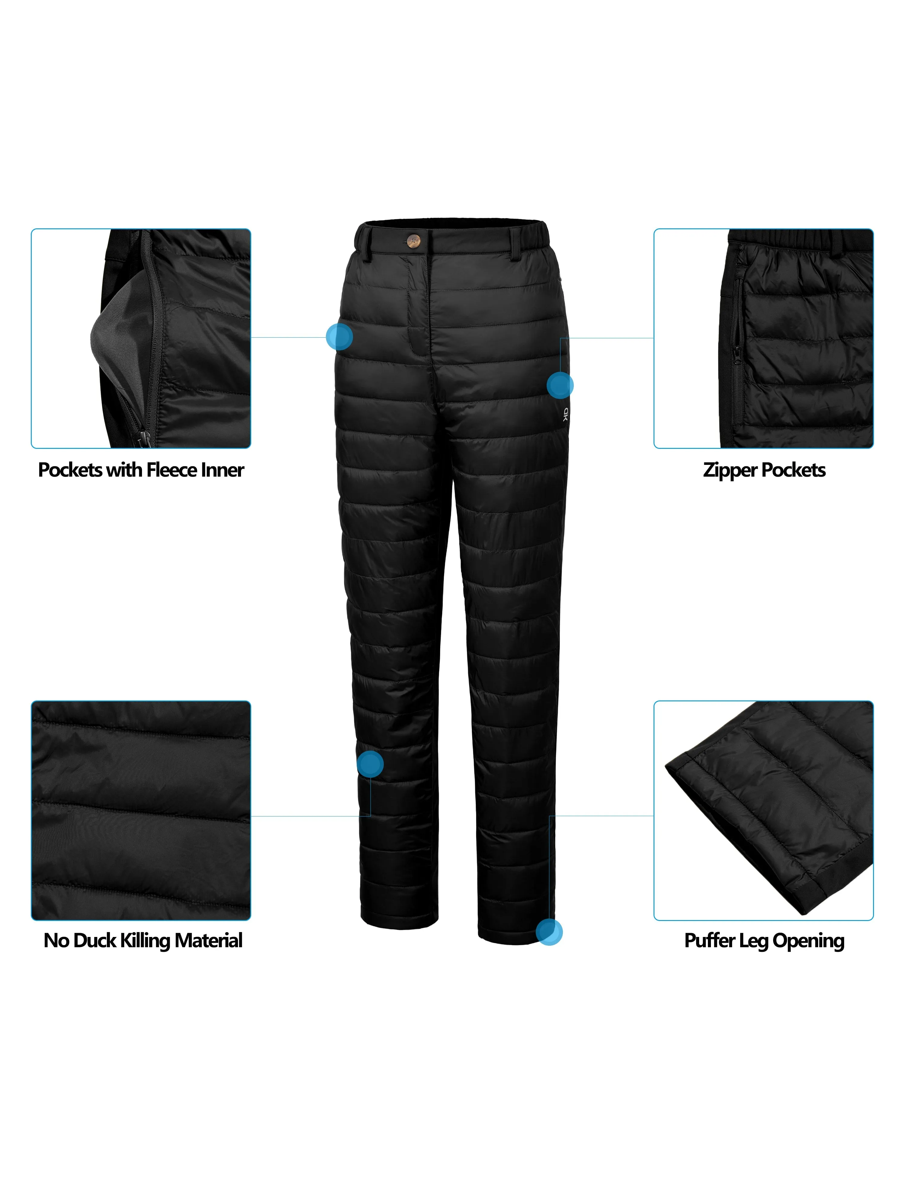 Women's Lightweight Puffy Ski Insulation Down Pants