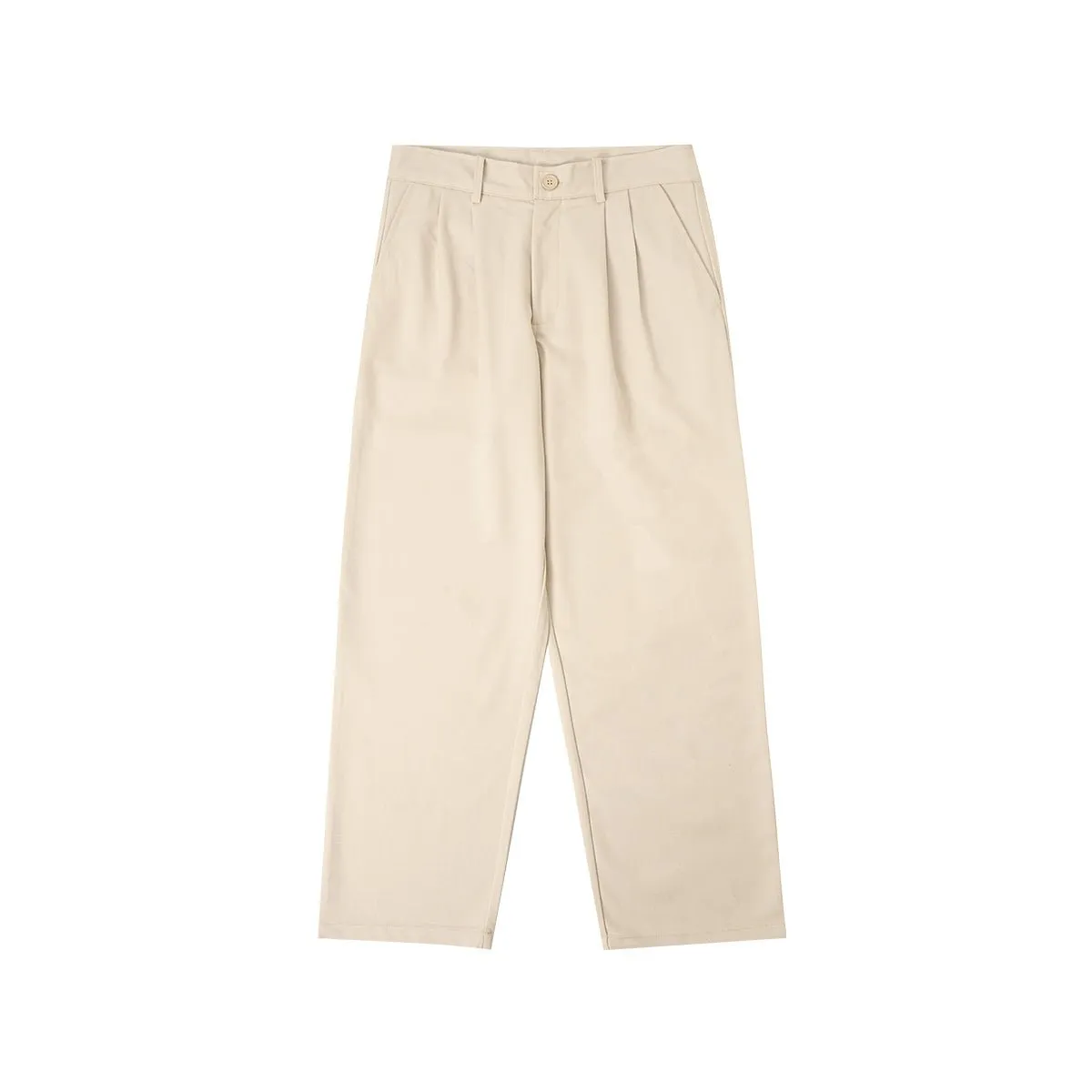 Wool-blend Wide Fit Pleated Apricot Smart Pants